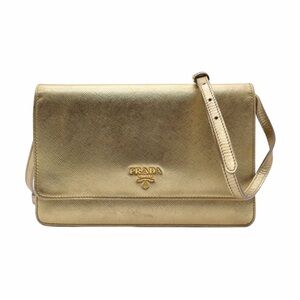 PRADA Metallic Gold Saffiano Lux Leather Crossbody Bag